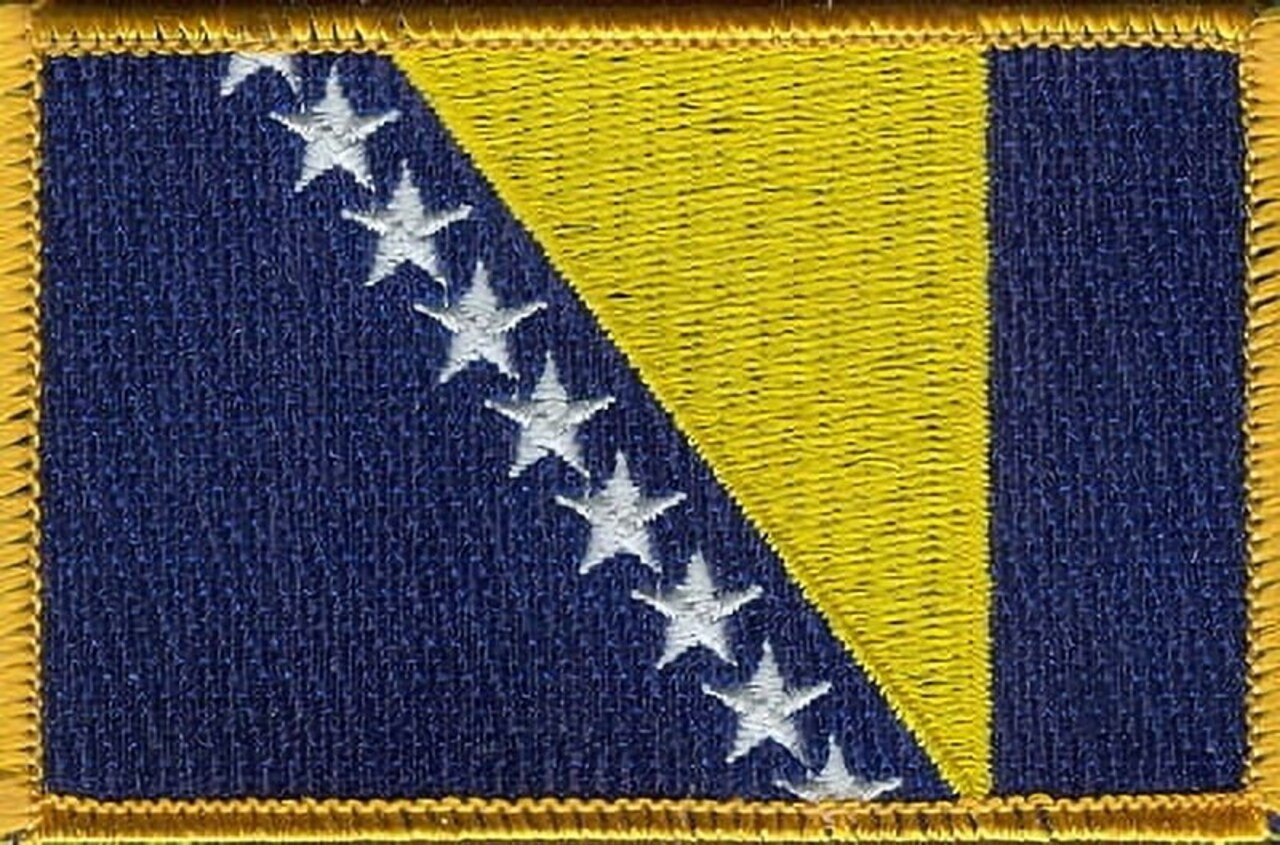Bosnia Flag Patch Set - Pack of 3 Embroidered Iron On or Sew On Emblems. 3.5" x 2.25"